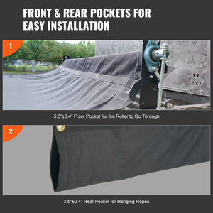 Dump Truck Mesh Tarp 5'x14' | PVC Coated Black | Heavy Duty with Pockets & Grommets
