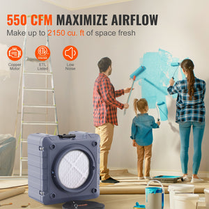 Air Scrubber | 550 CFM Negative Air Machine | 3-Stage Filtration with MERV10, Carbon & HEPA
