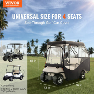 Golf Cart Enclosure 4 Passenger | 420D Polyester with Transparent Windows | Universal Fit
