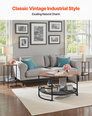 Coffee Table Set | 80cm Round Table + 2 End Tables for Living Room