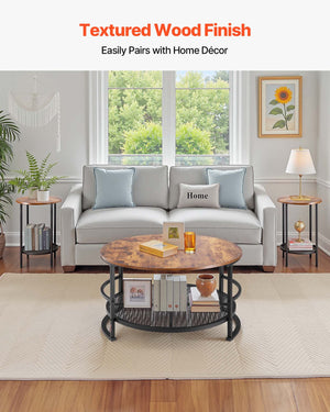 Coffee Table Set | 80cm Round Table + 2 End Tables for Living Room