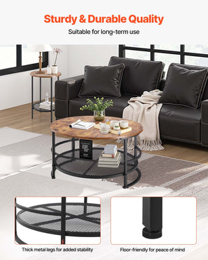 Coffee Table Set | 80cm Round Table + 2 End Tables for Living Room