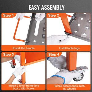 Welding Table 36"x18" | 1200lbs Load | Portable Steel Workbench with Lockable Casters, Tool Tray & Fixture Holes