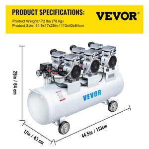 Air Compressor | 100L 3HP Ultra-Silent Oil-Free Inflator