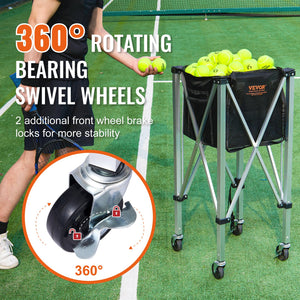 Foldable Tennis Ball Hopper | Holds 150 Balls | Aluminum Alloy Frame with Wheels
