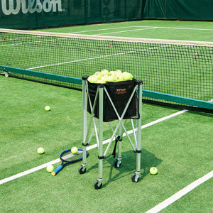 Foldable Tennis Ball Hopper | Holds 150 Balls | Aluminum Alloy Frame with Wheels