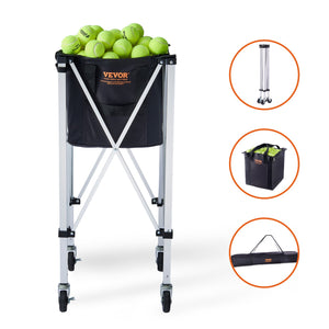 Foldable Tennis Ball Hopper | Holds 150 Balls | Aluminum Alloy Frame with Wheels