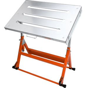Welding Table 30"x20" | 400lbs Capacity | Adjustable Height & Tilt | Folding Steel Workbench with Guide Rails & Wheels