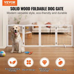 Freestanding Dog Gate 32"H x 96.5"W | 4-Panel Foldable Indoor Barrier