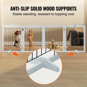 Freestanding Dog Gate 32"H x 96.5"W | 4-Panel Foldable Indoor Barrier
