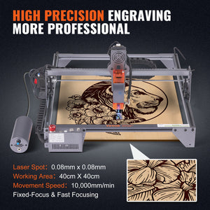 Laser Engraver 10W | 15.7"x15.7" Working Area | 10000mm/min Speed | Eye Protection | For Wood, Metal, Acrylic & More