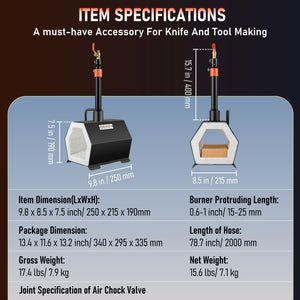 Propane Forge | Single Burner Blacksmith Farrier Furnace | Knife Making & Metal Forging Kit