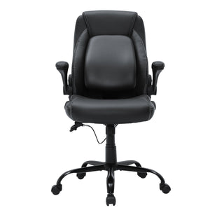 Executive Office Chair | High Back PU Leather with Adjustable Lumbar & Flip-Up Arms