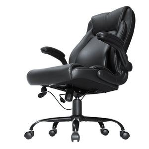 Executive Office Chair | High Back PU Leather with Adjustable Lumbar & Flip-Up Arms
