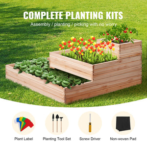 Raised Garden Bed | Wooden 113x113x51cm Planter Box for Vegetables, Herbs & Flowers
