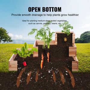 Raised Garden Bed | Wooden 113x113x51cm Planter Box for Vegetables, Herbs & Flowers