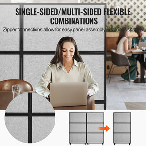 Room Divider | Acoustic Privacy Panels 2-Pack | Light Gray