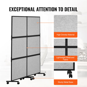 Room Divider | Acoustic Privacy Panels 2-Pack | Light Gray