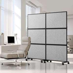 Room Divider | Acoustic Privacy Panels 2-Pack | Light Gray