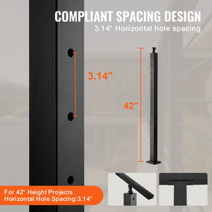 Cable Railing Post 42"x1.97"x1.97" | Stainless Steel Deck Stair Post with Bracket | Black
