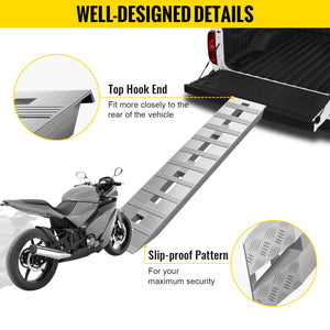 Aluminum Trailer Ramps | 60"x12"x2.5" 6000lb Capacity | Beavertail Hook-End | Pair of 2