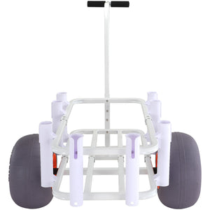 Beach Fishing Cart | 136kg Capacity | Heavy Duty Aluminium Pier Wagon with PU Balloon Wheels & 8 Rod Holders | For Sand, Fishing & Picnic