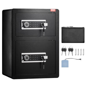 Safe Box | Double Door 3.5 cu.ft with Key & Password | Fireproof Bag | Black Security Cabinet