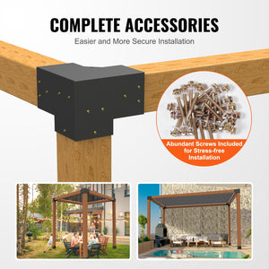 Pergola Bracket Kit 152x152mm | 4 Pack 3-Way Heavy Duty Corner Brackets | For Gazebo, Patio & Log Cabin Wood Beams