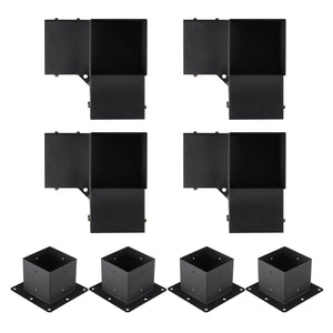 Pergola Bracket Kit 152.4x152.4mm | 8pc 3-Way Heavy Duty Steel Post Bases | Outdoor Pergola Hardware