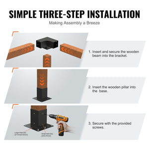 Pergola Bracket Kit 4"x4" | 8pc Heavy Duty Steel Post Base & Corner Set | Outdoor Pergola Hardware