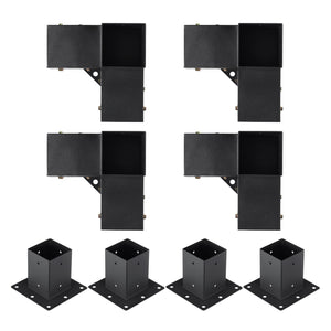 Pergola Bracket Kit 4"x4" | 8pc Heavy Duty Steel Post Base & Corner Set | Outdoor Pergola Hardware