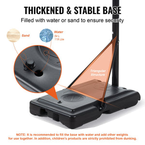 Basketball Hoop Set | 4–10ft Adjustable 44" Backboard Portable Goal with Wheels | Indoor/Outdoor Kids & Adults Use