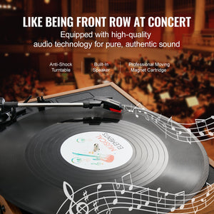 Bluetooth Record Player | 3-Speed Turntable with 3W Speakers