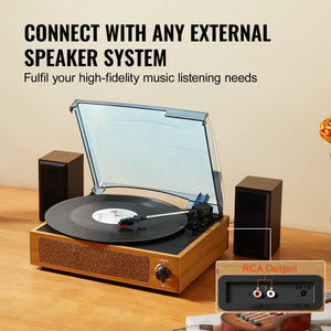 Bluetooth Record Player | 3-Speed Turntable with 3W Speakers