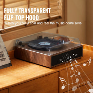 Bluetooth Record Player | 3-Speed Turntable with 10W Speakers