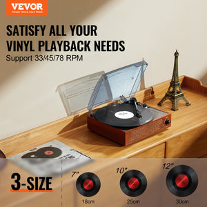 Bluetooth Record Player | 3-Speed Turntable with 5W Speakers