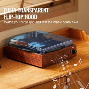 Bluetooth Record Player | 3-Speed Turntable with 5W Speakers
