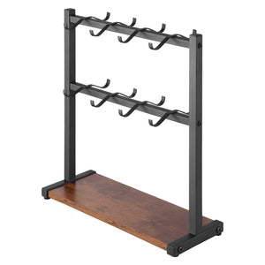Coffee Mug Holder | 16-Hook Countertop Rack with Wooden Base