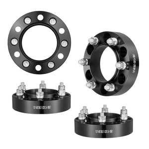 Wheel Spacers | 1.5" 6x5.5" Forged 6-Lug Adapters | Set of 4 Black Alloy Spacers