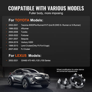 Wheel Spacers | 1.5" 6x5.5" Forged 6-Lug Adapters | Set of 4 Black Alloy Spacers