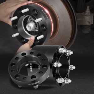 Wheel Spacers | 1.5" 6x5.5" Forged 6-Lug Adapters | Set of 4 Black Alloy Spacers