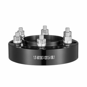 Wheel Spacers | 1.5" 6x5.5" Forged 6-Lug Adapters | Set of 4 Black Alloy Spacers