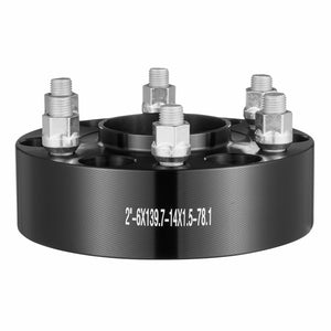 Wheel Spacers | 2" 6x5.5" Forged 6-Lug Adapters | Set of 4 Black Alloy Spacers for Trucks & SUVs