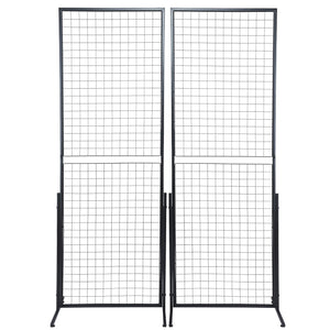 Grid Wall Panels 2 Pack | 2'x5.6' Double-Sided with T-Base Stand