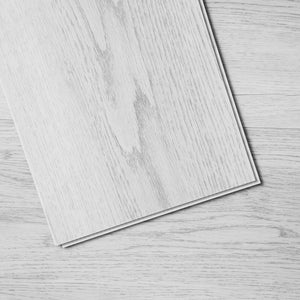 Interlocking Vinyl Floor Tiles 48"x7.3" | 10 Pack 5.5mm Thick | Light Gray Wood Grain