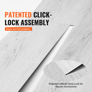 Interlocking Vinyl Floor Tiles 48"x7.3" | 10 Pack 5.5mm Thick | Light Gray Wood Grain