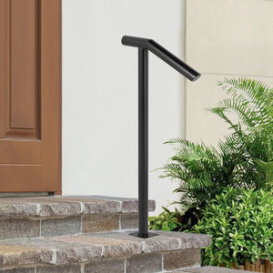 Steel Stair Handrail | Single Post 1-2 Step Black Railing | 441lb Capacity with Mounting Kit