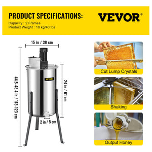 Honey Extractor | 2-Frame Electric Stainless Steel Beekeeping Equipment