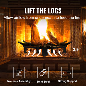 Log Grate 27 Inch | Heavy Duty Steel Firewood Rack with 6 Legs | Powder-Coated Finish | For Wood Stoves & Outdoor Fire Pits