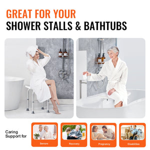 Shower Chair Adjustable Height | Built-In Handles | Non-Slip Seat for Shower or Tub | 158.8kg Capacity | For Elderly & Disabled